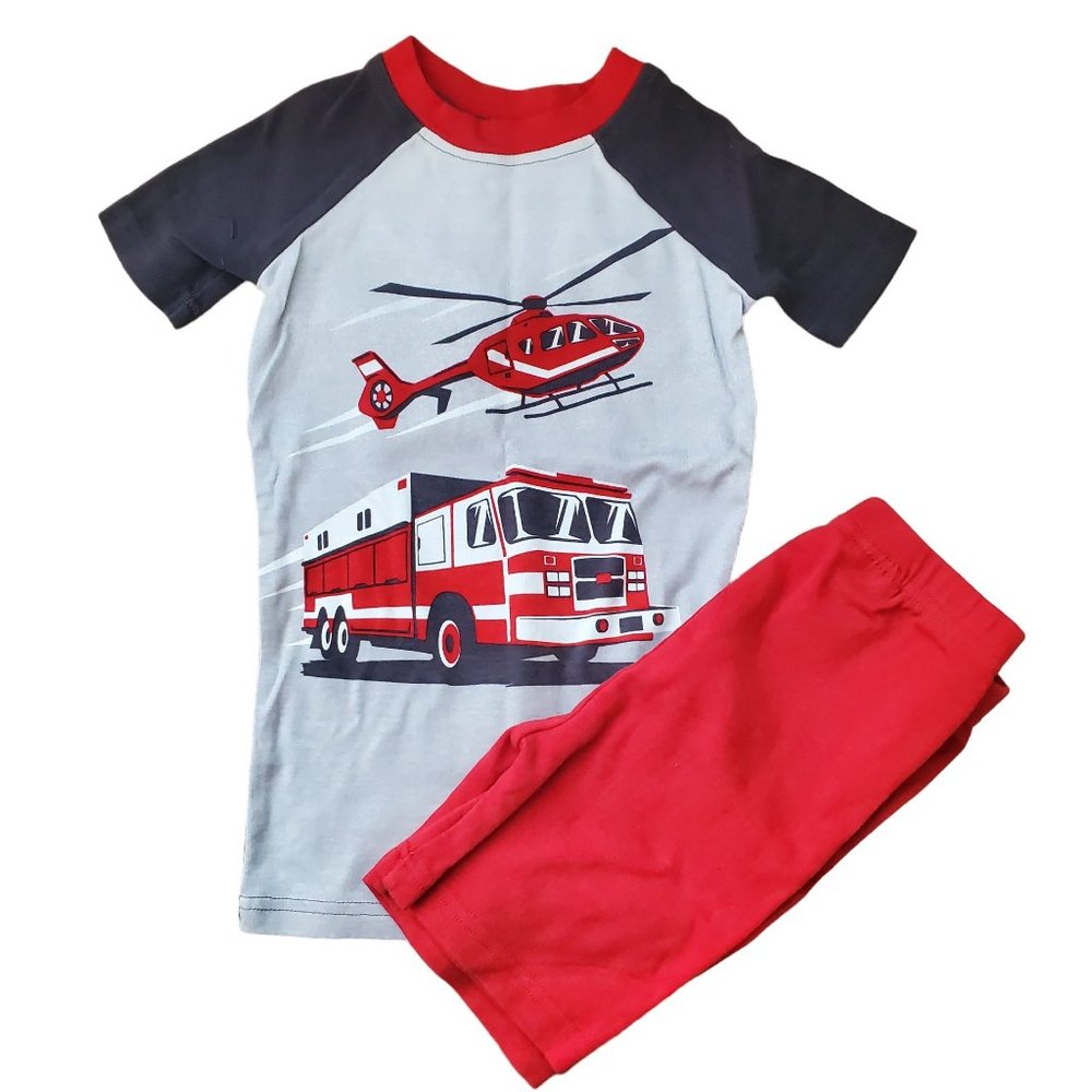 Kirkland Firetruck‎ Pajamas 4 pieces Size 6. Short Sleeve Pants Shorts